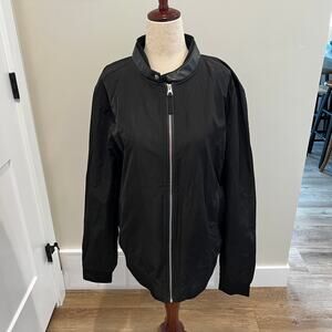 ZARA MAN Zip Up Bomber Jacket Faux Leather Trim Size XL In Black